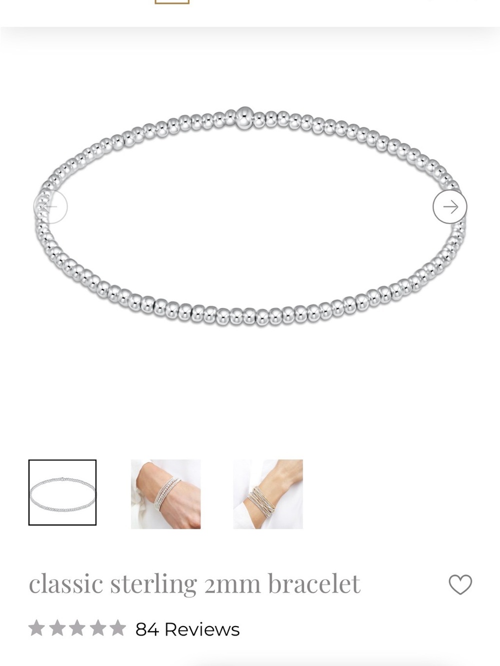 Classic 2mm Sterling Bead Bracelet - Silver